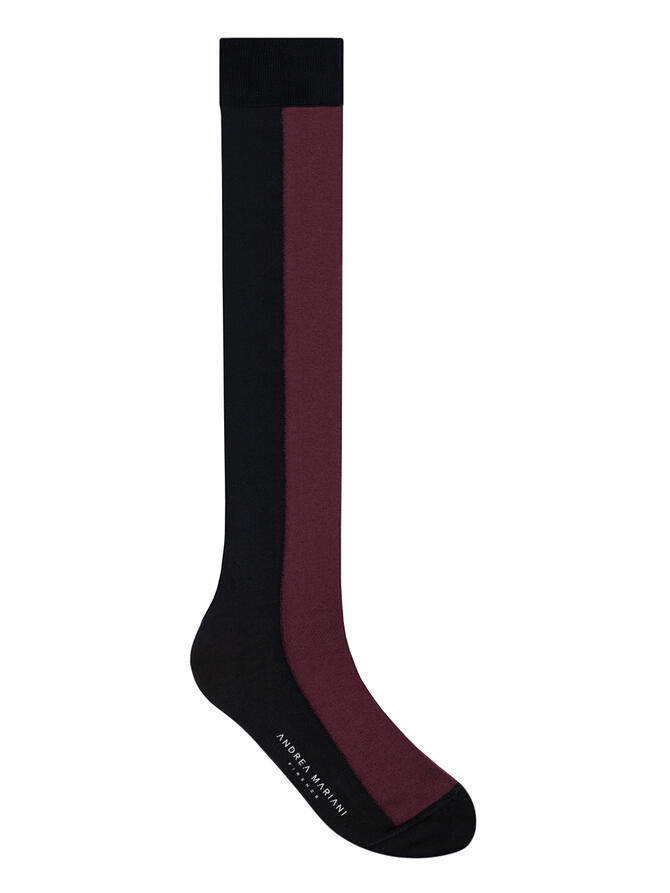 CALZINI LUNGHI VERTICAL COLOR NERO & BORDEAUX | Acquista Online Andrea Mariani Firenze